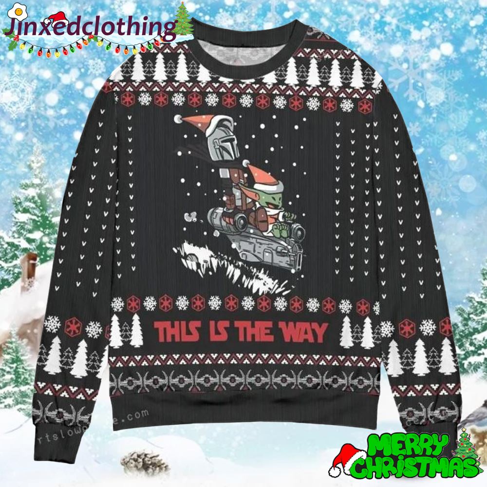 Star Wars Boba Fett And Baby Yoda This Is The Way Pine Tree Ugly Ugly Sweater 